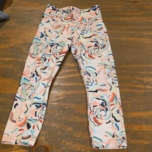 Athleta Floral Print Leggings in Pink, Teal, Navy